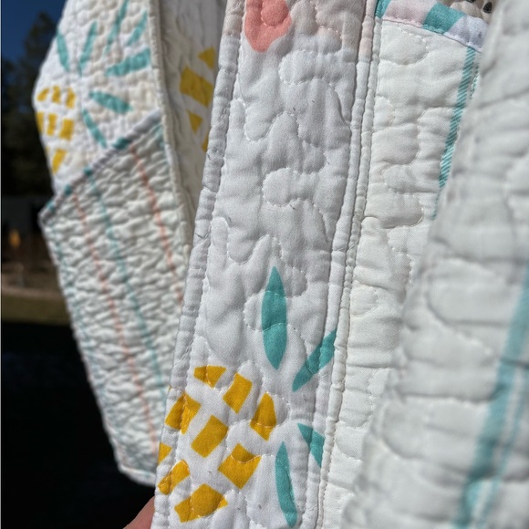 Handmade Upcycled Flamingo and Pineapple Women's Quilted Jacket - Picture 4 of 8